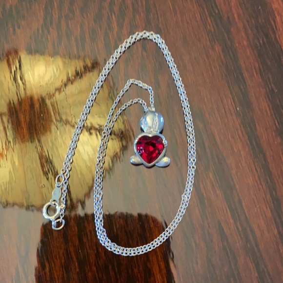 Tweety Bird pendant & earrings w/ red heart crystal sterling and 24k - Picture 4 of 8